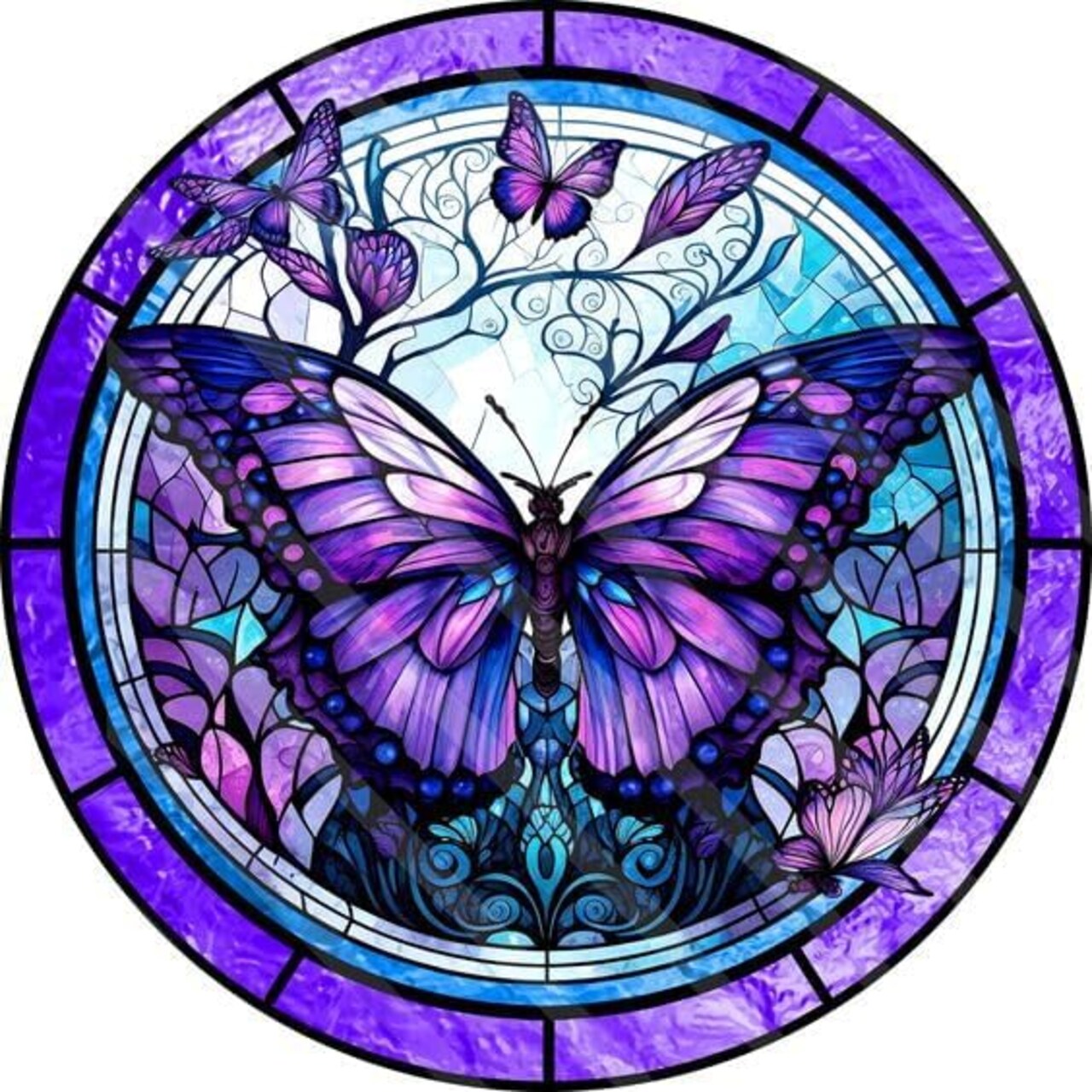 Butterfly Diamond Painting Kits for Adults-Stained Glass Butterfly Diamond Art Kits for Adults, Butterflies Gem Art Kits for Gift Home Wall Decor (14x14inch)